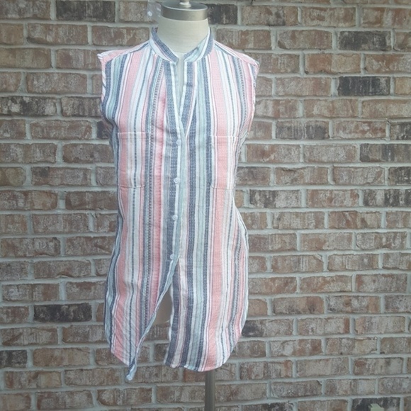 NWT Max Studio Button-Down Sleeveless Print Shirt - Picture 1 of 6